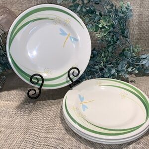 4 Pfalzgraff Melamine Dragonfly 9” Salad Plates Vintage
